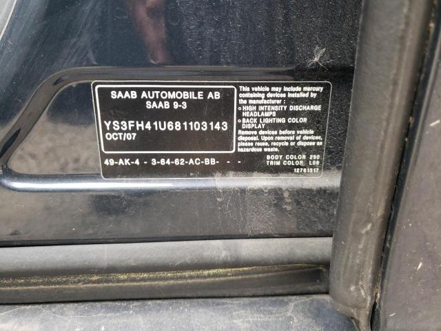 Photo 10 from auction – 2008 SAAB 9-3 AERO with VIN YS3FH41U681103143