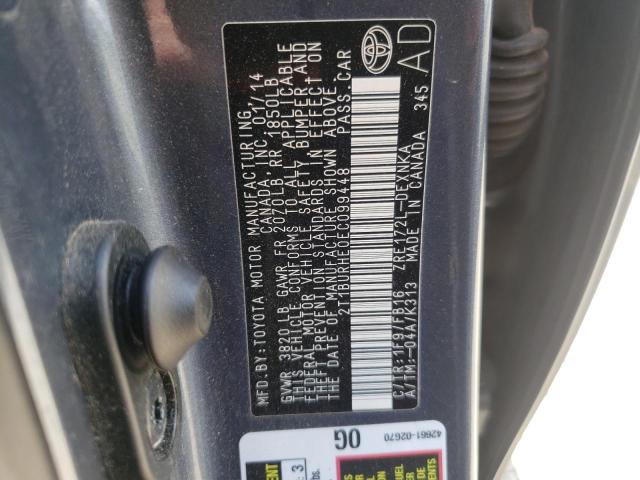 Photo 10 from auction – 2014 TOYOTA COROLLA L with VIN 2T1BURHE0EC099448