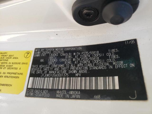 Photo 10 from auction – 2006 LEXUS RX 400 with VIN JTJGW31U560001375