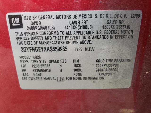 Photo 10 from auction – 2010 CADILLAC SRX with VIN 3GYFNGEYXAS559935