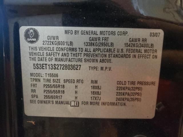 Photo 10 from auction – 2007 SAAB 9-7X 4.2I with VIN 5S3ET13S272803627