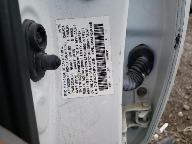 Photo 10 from auction – 2016 HONDA CIVIC EX with VIN 2HGFC2F7XGH534339