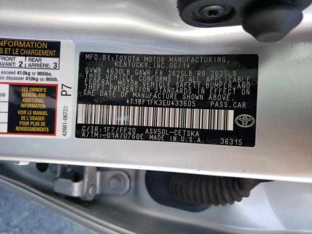 Photo 10 from auction – 2014 TOYOTA CAMRY L with VIN 4T1BF1FK3EU433605