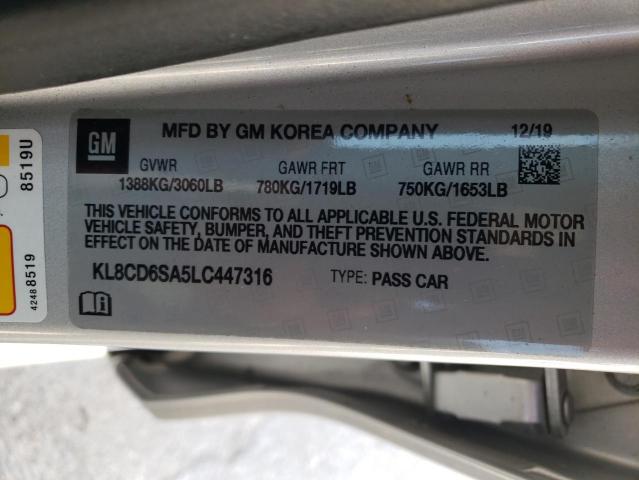 Photo 10 from auction – 2020 CHEVROLET SPARK 1LT with VIN KL8CD6SA5LC447316