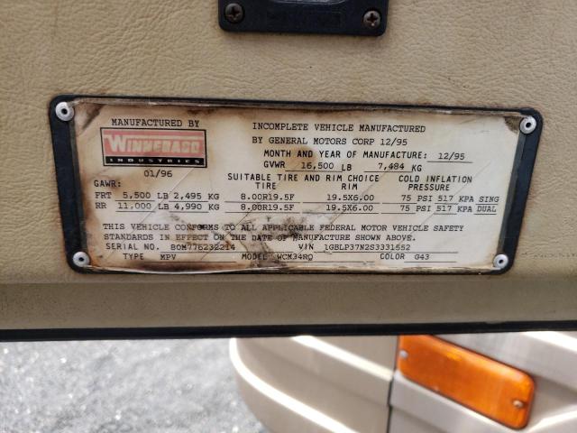 Photo 10 from auction – 1996 WINNEBAGO VECTRA with VIN 1GBLP37N2S3331552
