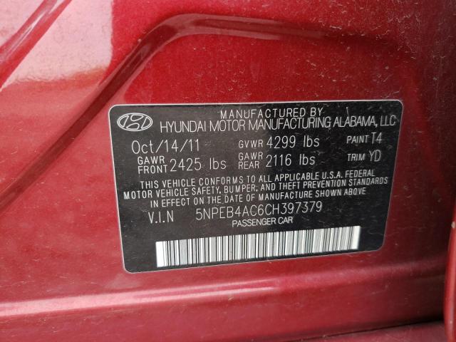Photo 10 from auction – 2012 HYUNDAI SONATA GLS with VIN 5NPEB4AC6CH397379