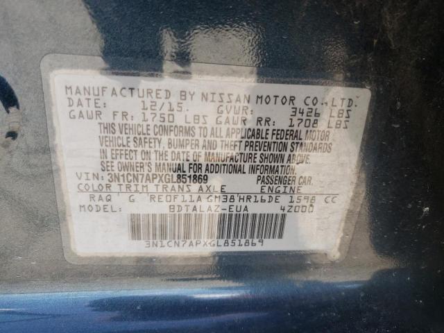 Photo 10 from auction – 2016 NISSAN VERSA S with VIN 3N1CN7APXGL851869