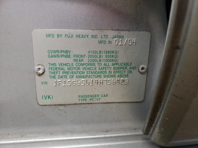 Photo 10 from auction – 2004 SUBARU FORESTER 2 with VIN JF1SG65614H756423