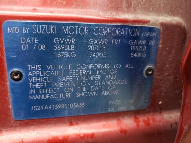 Photo 10 from auction – 2008 SUZUKI SX4 BASE with VIN JS2YA413985103633