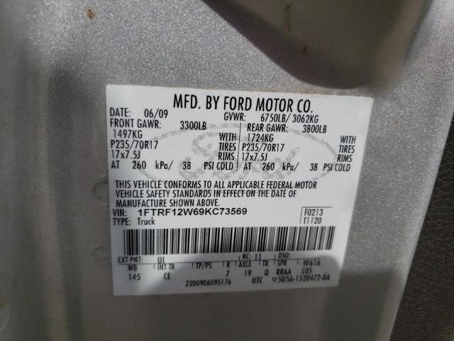 Photo 10 from auction – 2009 FORD F150 with VIN 1FTRF12W69KC73569