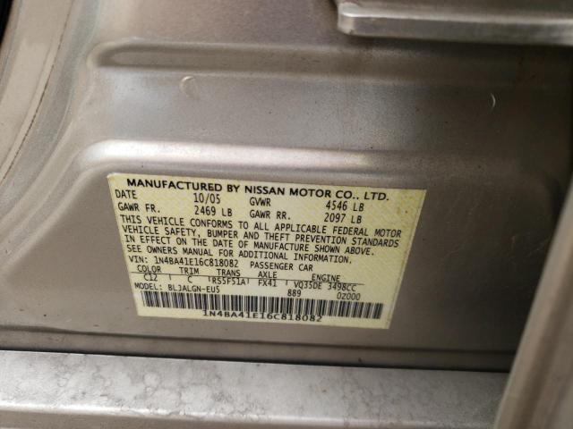 Photo 10 from auction – 2006 NISSAN MAXIMA SE with VIN 1N4BA41E16C818082