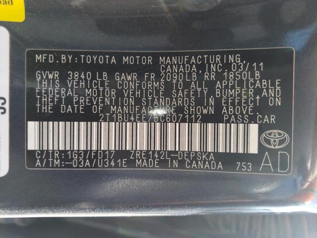 Photo 10 from auction – 2011 TOYOTA COROLLA BA with VIN 2T1BU4EE7BC607112