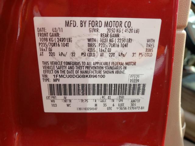 Photo 10 from auction – 2011 FORD ESCAPE XLT with VIN 1FMCU0DG0BKB96100