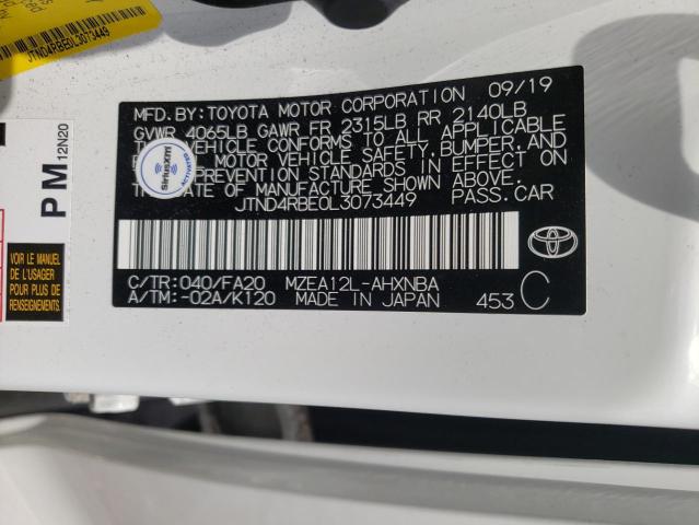 Photo 10 from auction – 2020 TOYOTA COROLLA SE with VIN JTND4RBE0L3073449