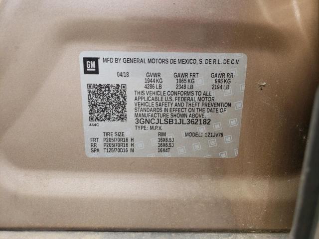 Photo 10 from auction – 2018 CHEVROLET TRAX 1LT with VIN 3GNCJLSB1JL362182