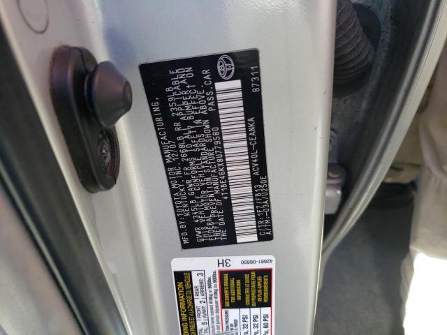 Photo 10 from auction – 2008 TOYOTA CAMRY CE with VIN 4T1BE46KX8U779580