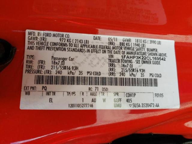 Photo 10 from auction – 2012 FORD FOCUS SE with VIN 1FAHP3K22CL169542