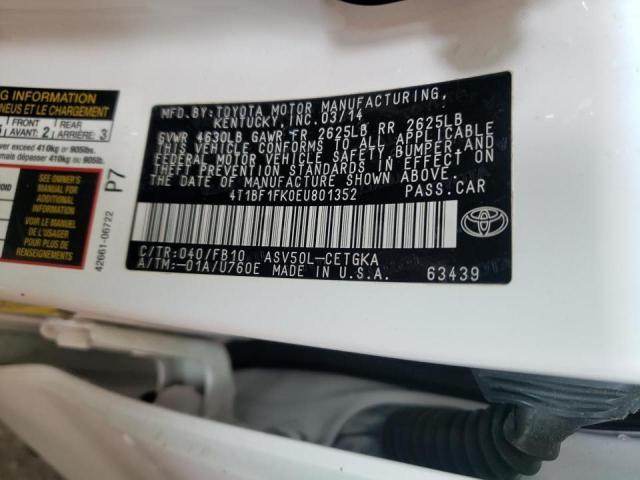 Photo 10 from auction – 2014 TOYOTA CAMRY L with VIN 4T1BF1FK0EU801352