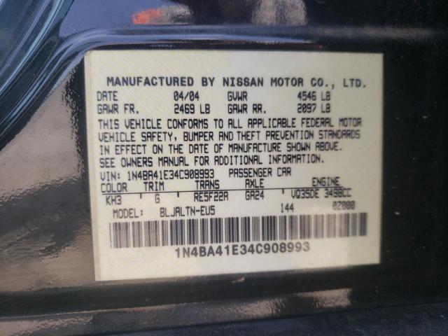 Photo 10 from auction – 2004 NISSAN MAXIMA SE with VIN 1N4BA41E34C908993