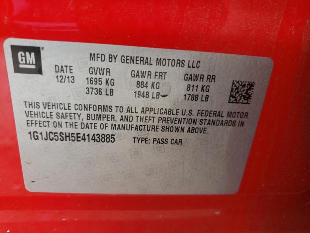 Photo 10 from auction – 2014 CHEVROLET SONIC LT with VIN 1G1JC5SH5E4143885