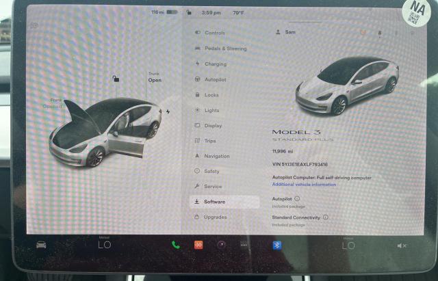 Photo 8 from auction – 2020 TESLA MODEL 3 with VIN 5YJ3E1EAXLF793416