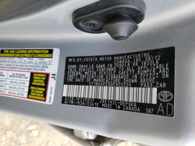 Photo 10 from auction – 2013 TOYOTA COROLLA BA with VIN 2T1BU4EE0DC933224