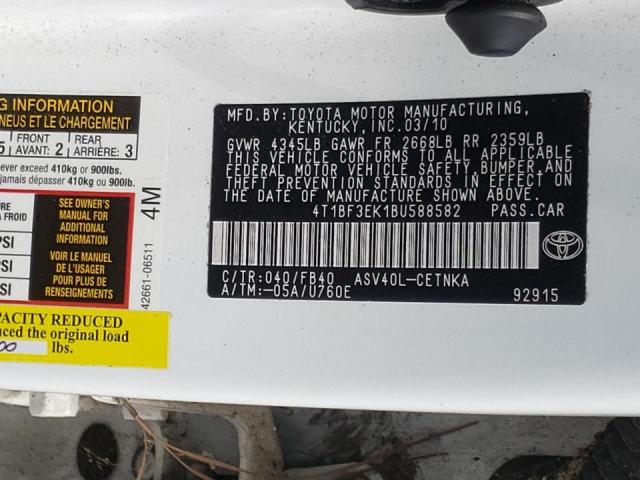 Photo 10 from auction – 2011 TOYOTA CAMRY BASE with VIN 4T1BF3EK1BU588582