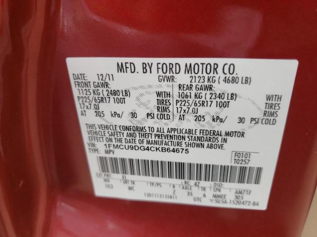 Photo 10 from auction – 2012 FORD ESCAPE XLT with VIN 1FMCU9DG4CKB64675