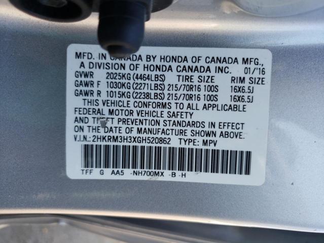 Photo 10 from auction – 2016 HONDA CR-V LX with VIN 2HKRM3H3XGH520862