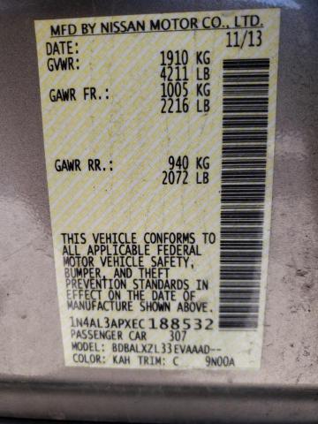 Photo 10 from auction – 2014 NISSAN ALTIMA 2.5 with VIN 1N4AL3APXEC188532