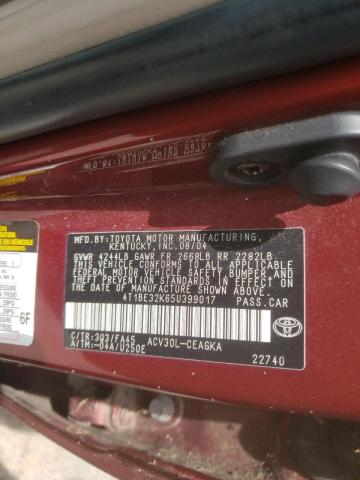 Photo 10 from auction – 2005 TOYOTA CAMRY LE with VIN 4T1BE32K65U399017
