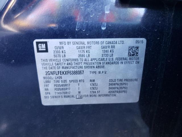 Photo 10 from auction – 2015 CHEVROLET EQUINOX LT with VIN 2GNFLFEKXF6388067