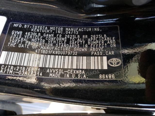 Photo 10 from auction – 2013 TOYOTA CAMRY HYBR with VIN 4T1BD1FK8DU079732