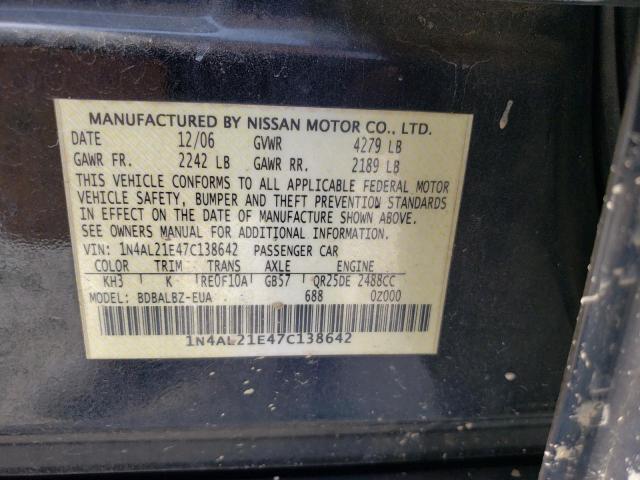 Photo 10 from auction – 2007 NISSAN ALTIMA 2.5 with VIN 1N4AL21E47C138642