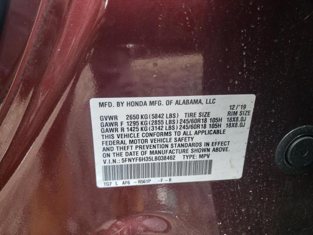 Photo 10 from auction – 2020 HONDA PILOT EX with VIN 5FNYF6H35LB038462