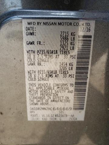 Photo 10 from auction – 2017 NISSAN PATHFINDER with VIN 5N1DR2MN2HC646669