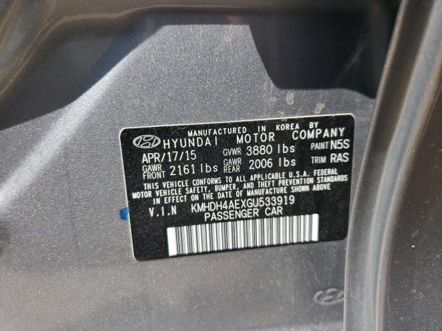 Photo 10 from auction – 2016 HYUNDAI ELANTRA SE with VIN KMHDH4AEXGU533919
