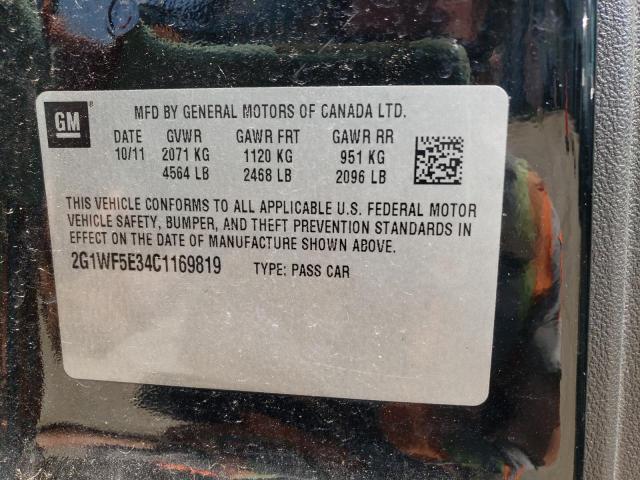 Photo 10 from auction – 2012 CHEVROLET IMPALA LS with VIN 2G1WF5E34C1169819