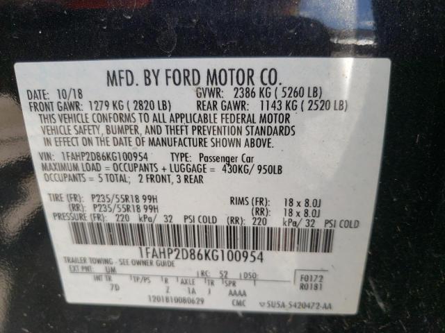 Photo 10 from auction – 2019 FORD TAURUS SE with VIN 1FAHP2D86KG100954
