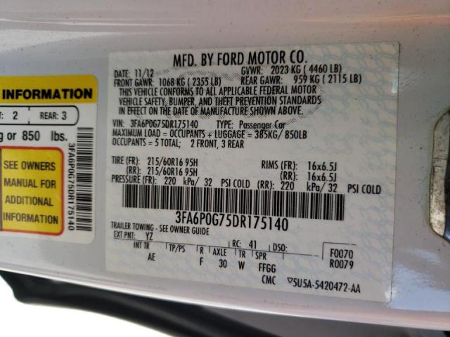 Photo 10 from auction – 2013 FORD FUSION S with VIN 3FA6P0G75DR175140