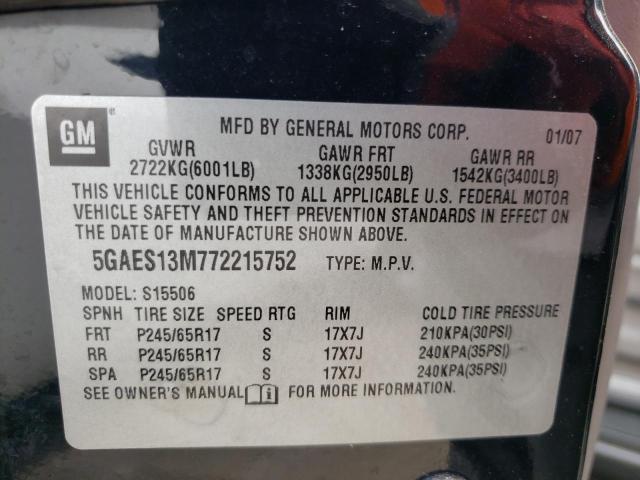 Photo 10 from auction – 2007 BUICK RAINIER CX with VIN 5GAES13M772215752