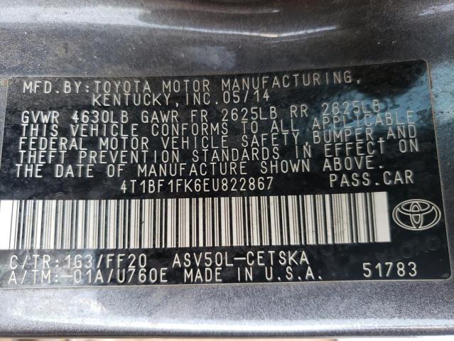 Photo 10 from auction – 2014 TOYOTA CAMRY L with VIN 4T1BF1FK6EU822867