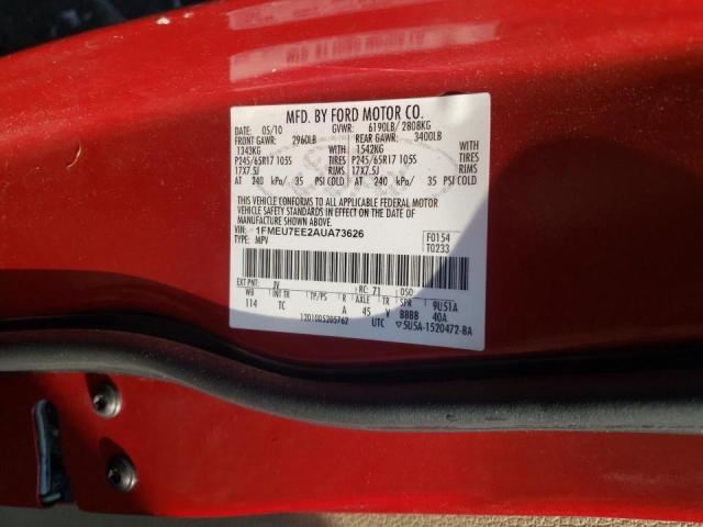 Photo 10 from auction – 2010 FORD EXPLORER E with VIN 1FMEU7EE2AUA73626
