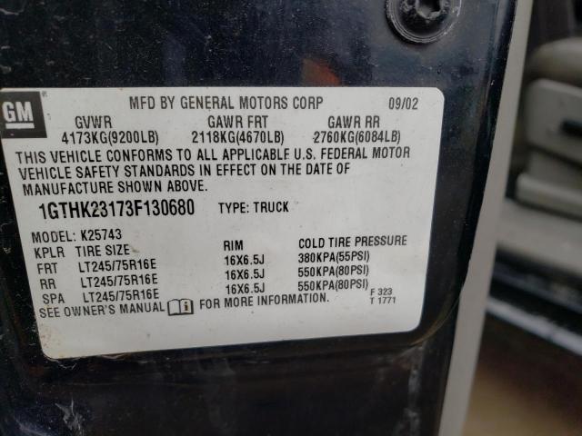 Photo 10 from auction – 2003 GMC SIERRA K25 with VIN 1GTHK23173F130680