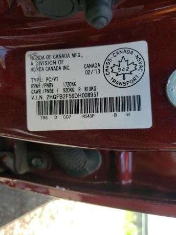 Photo 10 from auction – 2013 HONDA CIVIC LX with VIN 2HGFB2F56DH008951