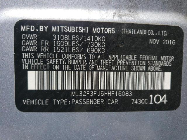 Photo 10 from auction – 2017 MITSUBISHI MIRAGE G4 with VIN ML32F3FJ6HHF16083