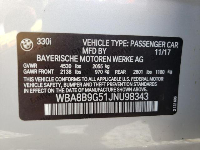 Photo 10 from auction – 2018 BMW 330 I with VIN WBA8B9G51JNU98343