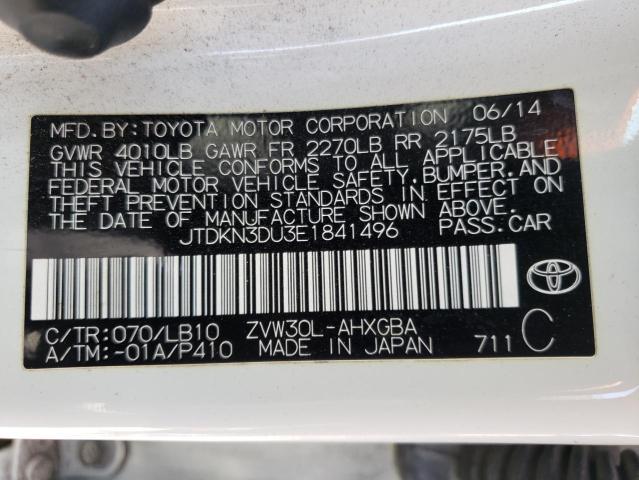 Photo 10 from auction – 2014 TOYOTA PRIUS with VIN JTDKN3DU3E1841496