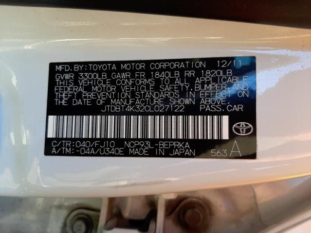 Photo 10 from auction – 2012 TOYOTA YARIS with VIN JTDBT4K32CL027122