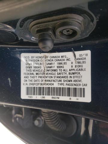 Photo 10 from auction – 2018 HONDA CIVIC LX with VIN 2HGFC2F58JH543434